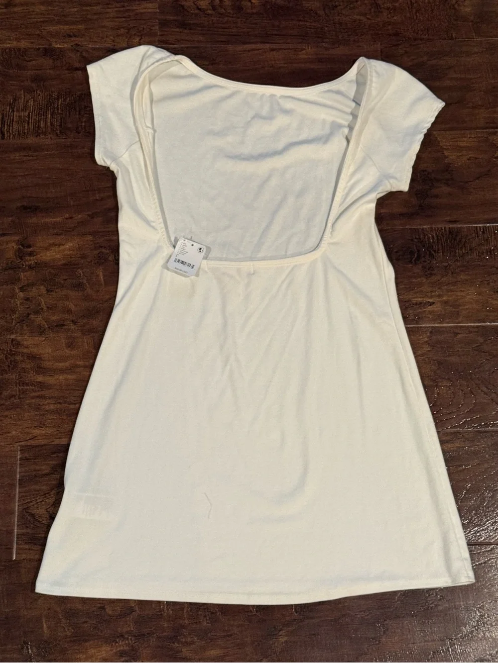 NWT Free People Beach White Short Sleeve Mini Dress Open Back Size Large